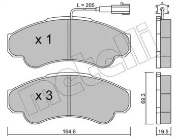 Колодки гальмівні передні, дискові 2203260 Metelli