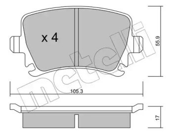 Колодки на тормоз задний дисковый 2205530 METELLI
