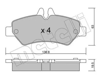 Колодки гальмові задні, дискові 2206720 Metelli