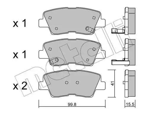 Колодки гальмові задні, дискові 2208860 Metelli