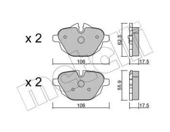 Колодки на тормоз задний дисковый 2209200 METELLI