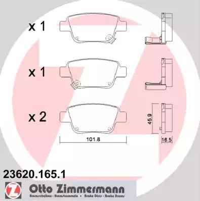 Колодки на тормоз задний дисковый 236201651 ZIMMERMANN