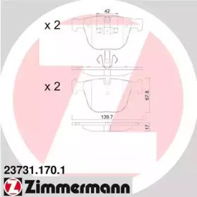 ZIMMERMANN 237311701 Колодки тормозные задние дисковые в наличии Хмельницкий