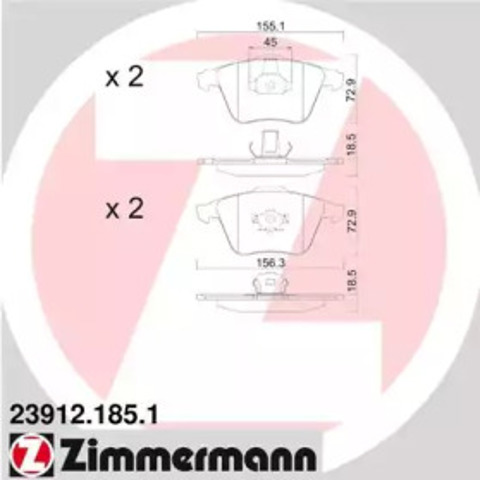 Передние тормозные колодки 239121851 ZIMMERMANN