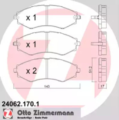 Колодки тормозные передние дисковые 240621701 ZIMMERMANN