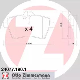 Колодки тормозные передние дисковые 240771901 ZIMMERMANN