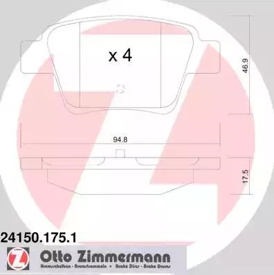 Задние дисковые колодки 241501751 ZIMMERMANN