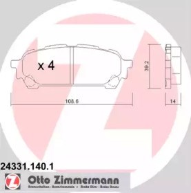 Колодки тормозные дисковые комплект 243311401 ZIMMERMANN