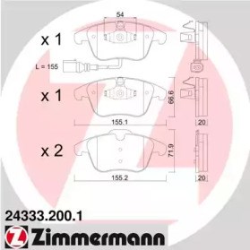 Колодки гальмівні дискові комплект 243332001 Zimmermann