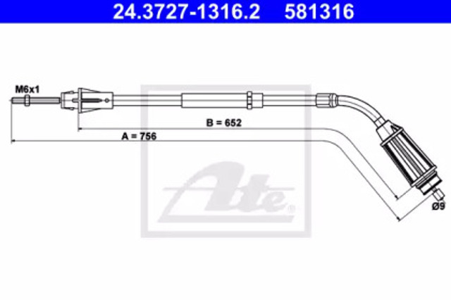 Трос стояночного тормоза задний левый 24372713162 ATE