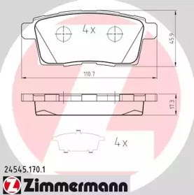 Колодки передні 245451701 Zimmermann