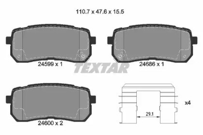 Колодки гальмові задні, дискові 2459901 Textar