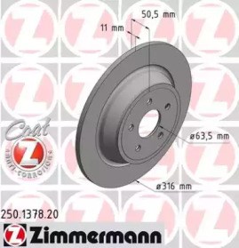 Задний дисковый тормоз 250137820 ZIMMERMANN