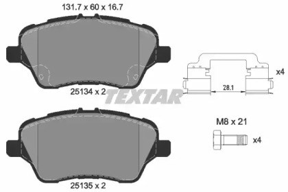 Колодки тормозные передние дисковые 2513402 TEXTAR