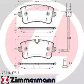 Колодки гальмові задні, дискові 252141752 Zimmermann