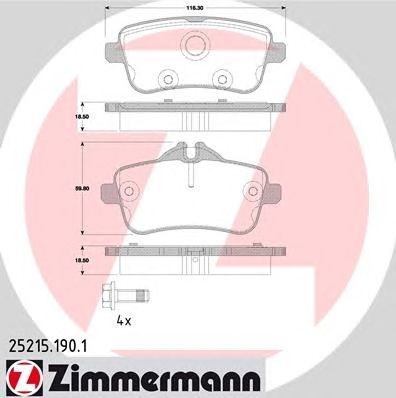 Колодки тормозные дисковые комплект 252151901 ZIMMERMANN