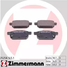 ZIMMERMANN 252581451 Колодки тормозные задние дисковые в наличии Житомир