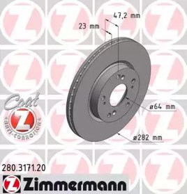 ZIMMERMANN 280317120 Диск тормозной передний в наличии Полтава