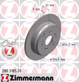 Задний тормозной диск 280318520 ZIMMERMANN