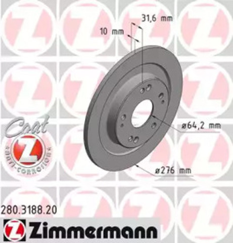 Дисковый тормоз 280318820 ZIMMERMANN