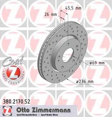 ZIMMERMANN 380217052 Диск тормозной передний в наличии Павлоград