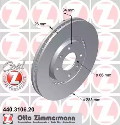 Передний тормозной диск 440310620 ZIMMERMANN