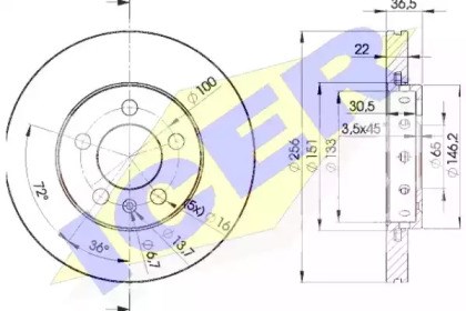 Диск гальмівний передній 78BD56022 Icer