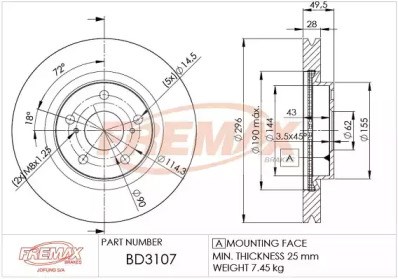 Тормоз дисковый передний BD3107 FREMAX
