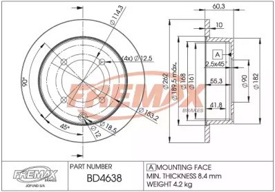 Диск гальмівний задній BD4638 Fremax