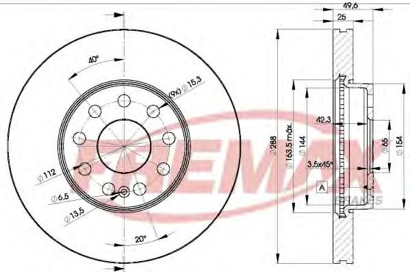 Диск гальмівний передній BD5615 Fremax