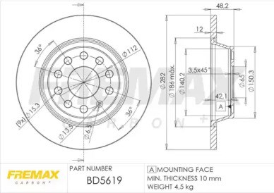 Диск гальмівний задній BD5619 Fremax