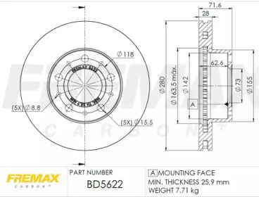 Диск гальмівний передній BD5622 Fremax