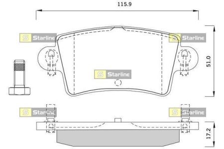 Колодки тормозные задние, дисковые BDS251 STARLINE
