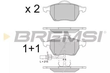 Колодки тормозные передние дисковые BP2816 BREMSI