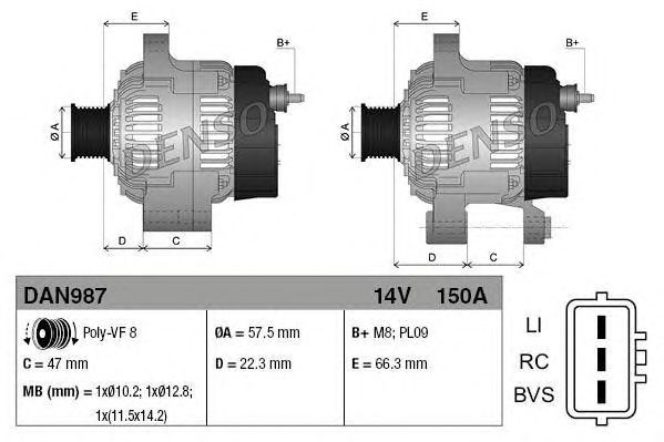 Автомобильный генератор DAN987 DENSO