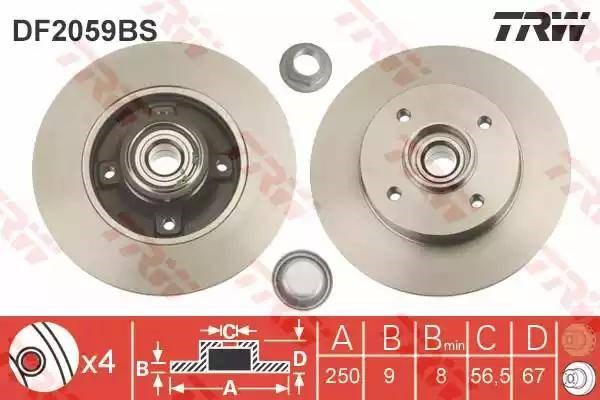 Диск тормозной задний DF2059BS TRW