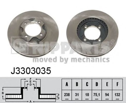Передний тормозной диск J3303035 NIPPARTS
