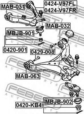 Сайлентблок переднього верхнього важеля MAB031 Febest