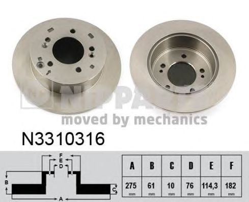 Диск гальмівний задній N3310316 Nipparts