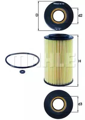 Фильтр масляный грубой очистки (полнопоточный) OX773D MAHLE