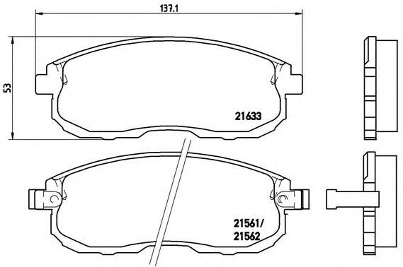 Колодки гальмівні передні, дискові P56021 Brembo