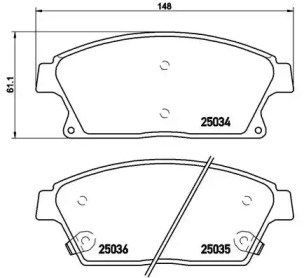 Колодки гальмівні передні, дискові P59077 Brembo