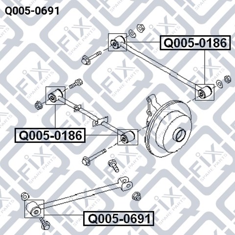 Сайлентблоки продольных рычагов передней подвески Q0050691 Q-FIX