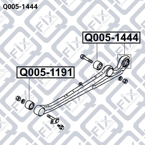 Сайлентблоки продольных рычагов задней подвески Q0051444 Q-FIX