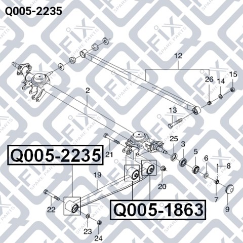 Сайлентблок задней тяги Q0052235 Q-FIX