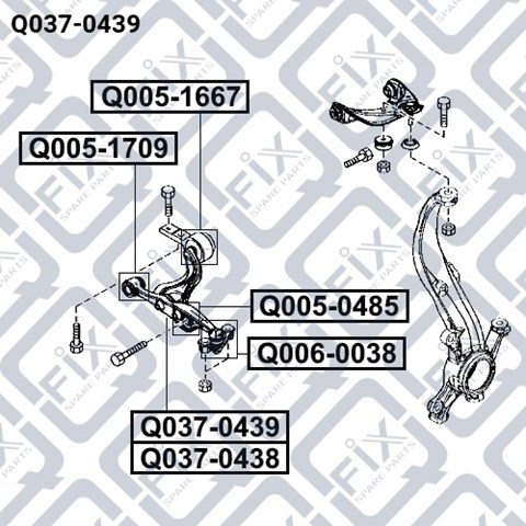 Важіль передньої підвіски нижній, правий Q0370439 Q-fix