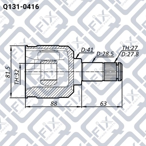 Шарнир угловых скоростей внутренний передний Mitsubishi ASX