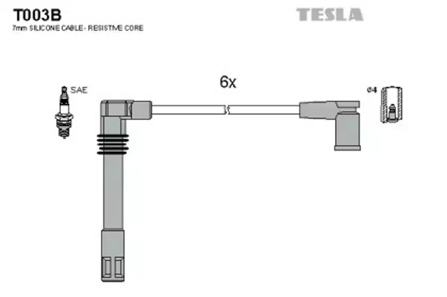 Провода высоковольтные T003B TESLA