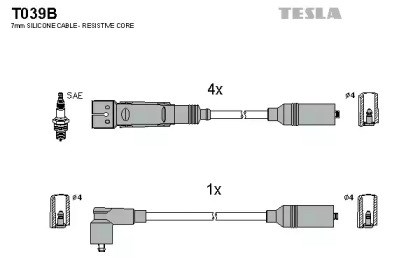 Провода высоковольтные, комплект T039B TESLA