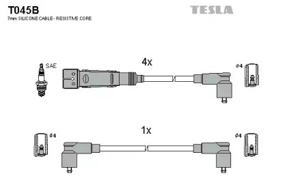 Провода высоковольтные, комплект T045B TESLA